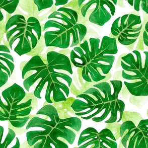 Tropical Leaves Watercolour | Large Green