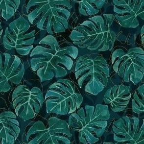 Moody Tropical Leaves Watercolour