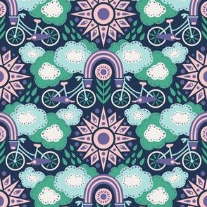 Bicycles + Rainbows | Small Scale | Purple Green Blue Pink Bicycle