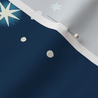 large scale sparse scattered night sky / navy aqua cream