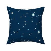 large scale sparse scattered night sky / navy aqua cream