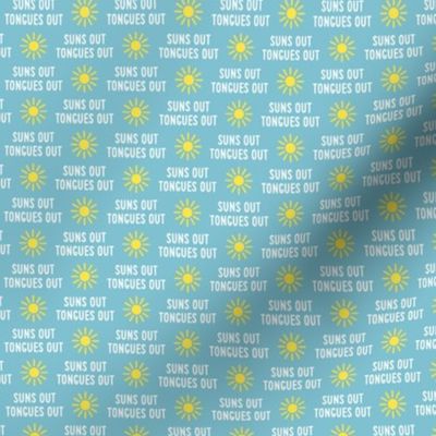 (1/2" scale) suns out tongues out - fun summer dog fabric - blue - C21