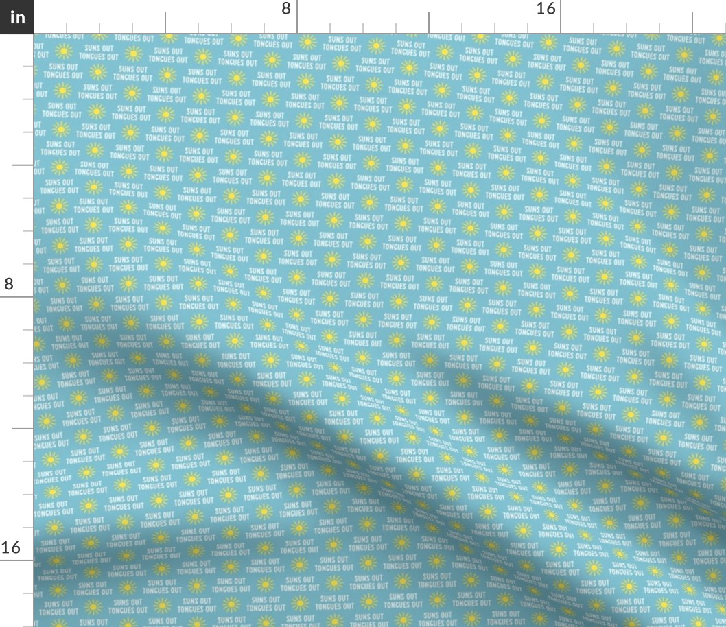 (1/2" scale) suns out tongues out - fun summer dog fabric - blue - C21