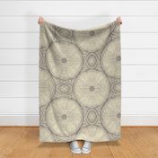 extra large - Earth Day Mandala - gunmetal beige and buttermilk
