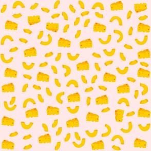 Mac and Cheese Pattern on Pink Background