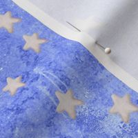 Creamy Stars on Drippy Painted Blue