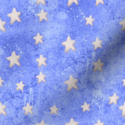 Creamy Stars on Drippy Painted Blue