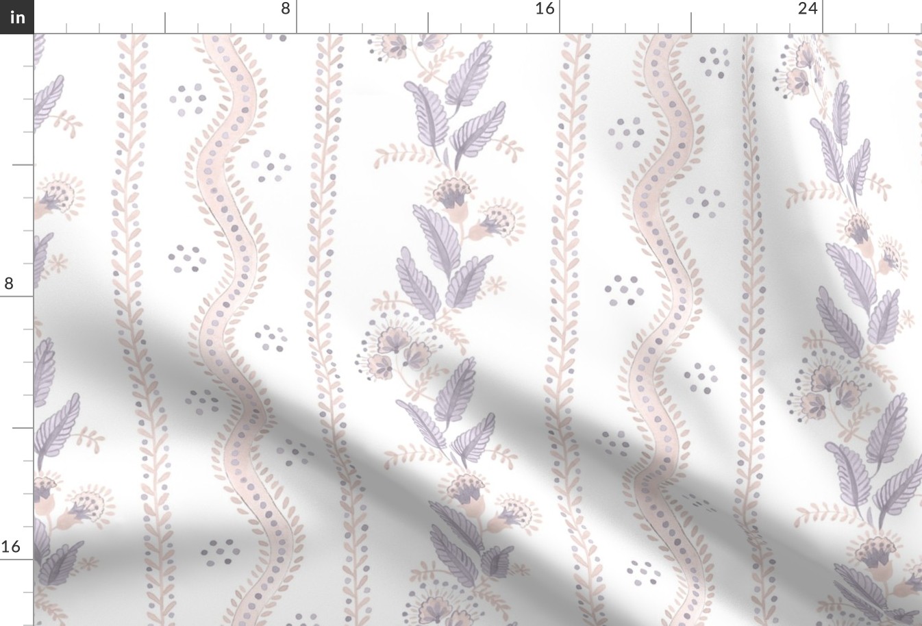 Misty Lilac and Calalmine On White Emma Stripe