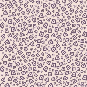 Dizzy shapes, mauve on white