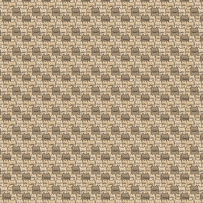 Small  Hand Drawn Doodle Cat Pattern in Tan and Taupe