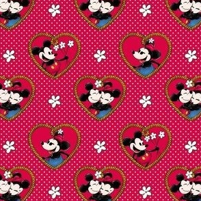Smaller Classic Minnie and Mickey in Love Retro Vintage Public Domain Red
