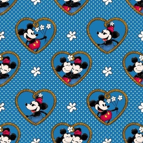 Bigger Classic Minnie and Mickey in Love Retro Vintage Public Domain Blue
