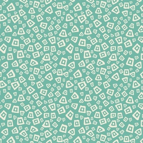 Dizzy shapes, white on mint green