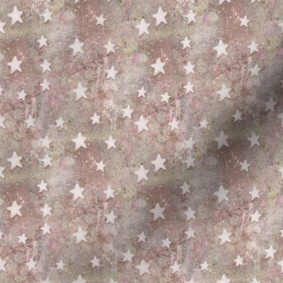 Creamy White Stars on Pink and Tan Marble Texture Abstract