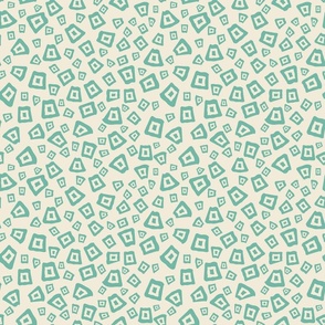 Dizzy shapes, mint green on white