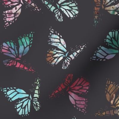 watercolor butterflies dark