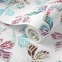 watercolor multi butterflies white