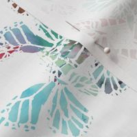 watercolor multi butterflies white