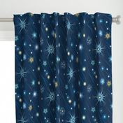 large scale Celestial Navy: Gothic Sky & Night Magic / navy blue aqua gold