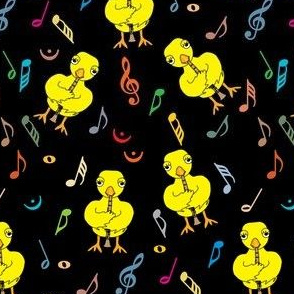 Clarinet Chick Music Notes Black