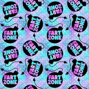 Smaller Fart Zone Unicorn Farts Stink Bombs on Galactic Skies Pink Blue Purple
