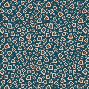 Dizzy shapes on dark teal blue