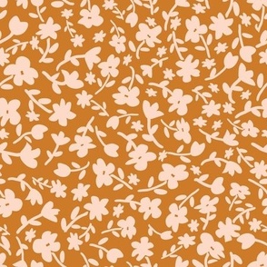 Ditsy flowers on ochre