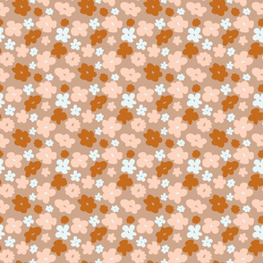 Ditsy Flowers on Warm Taupe