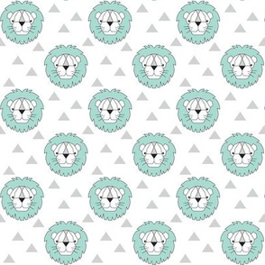 small geometric teal lions on white