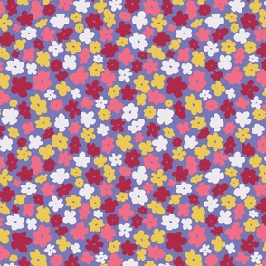 Ditsy Flowers on  mauve, multicolored