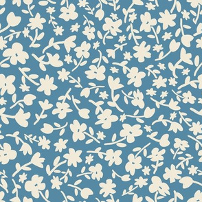 Ditsy flowers on teal blue