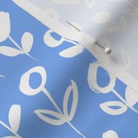 Abstract flowers (white on blue)