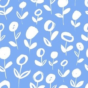 White shells on blue background