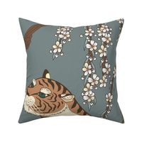 tiger under flowering tree, gray (extra large scale)