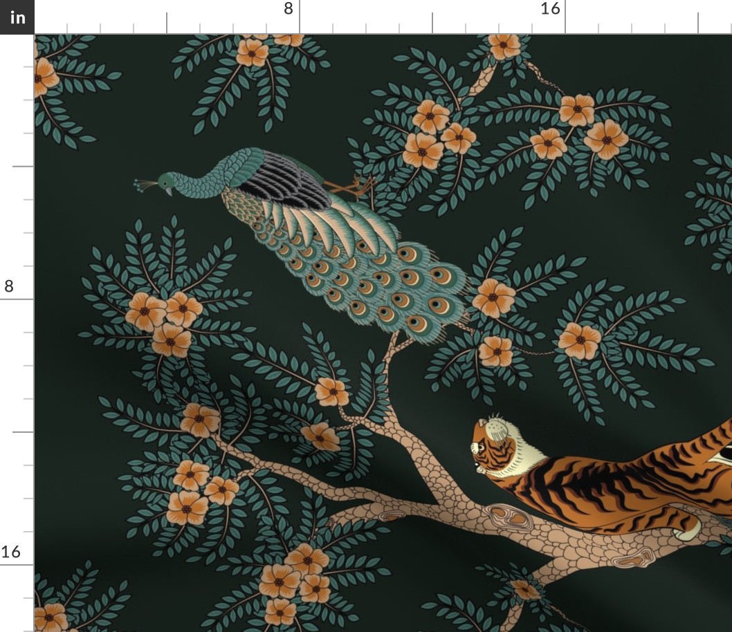 Tiger and Peacock (Wall Hangings and Tea Towels)