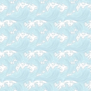 Japanese waves light blue (medium scale)