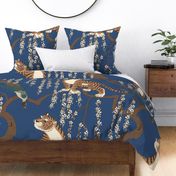 tiger under flowering tree, blue (extra large scale)