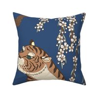 tiger under flowering tree, blue (extra large scale)