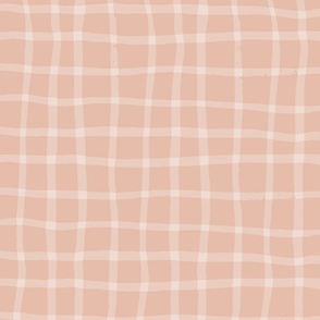 Wavy Painted Grid on Dusty Light Pink
