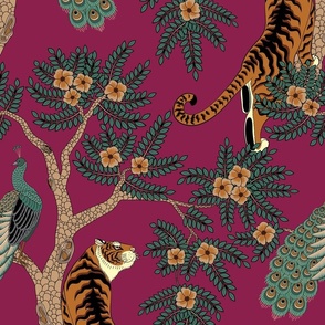 tiger and peacock magenta (large scale)
