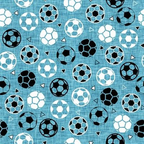 Small Soccer Triangles Aqua Linen