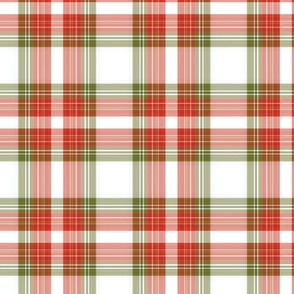 Traditional Christmas Plaid in Red, White & Olive Green 