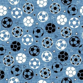Small Soccer Triangles Blue Linen