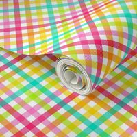 Medium Scale - Candy Rainbow Plaid Diagonal Stripes