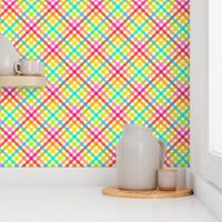 Medium Scale - Candy Rainbow Plaid Diagonal Stripes