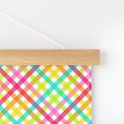 Medium Scale - Candy Rainbow Plaid Diagonal Stripes