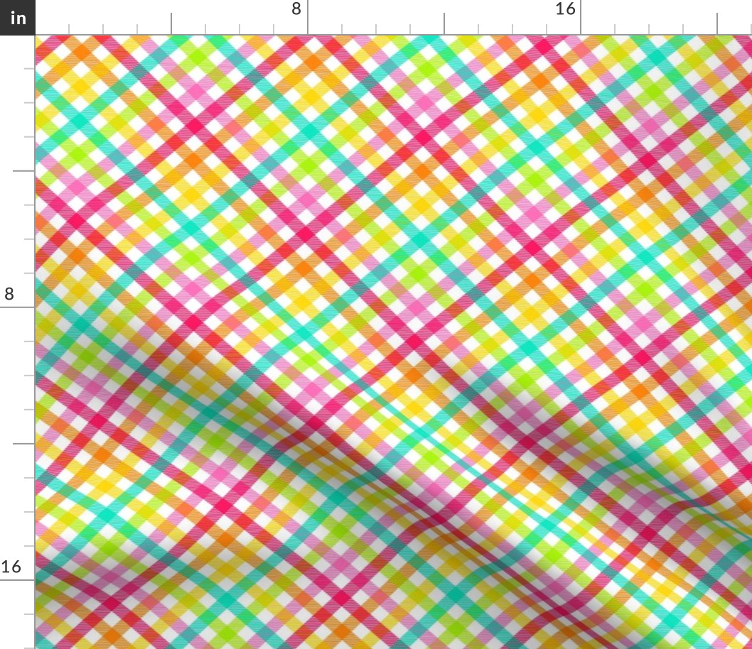 Medium Scale - Candy Rainbow Plaid Diagonal Stripes