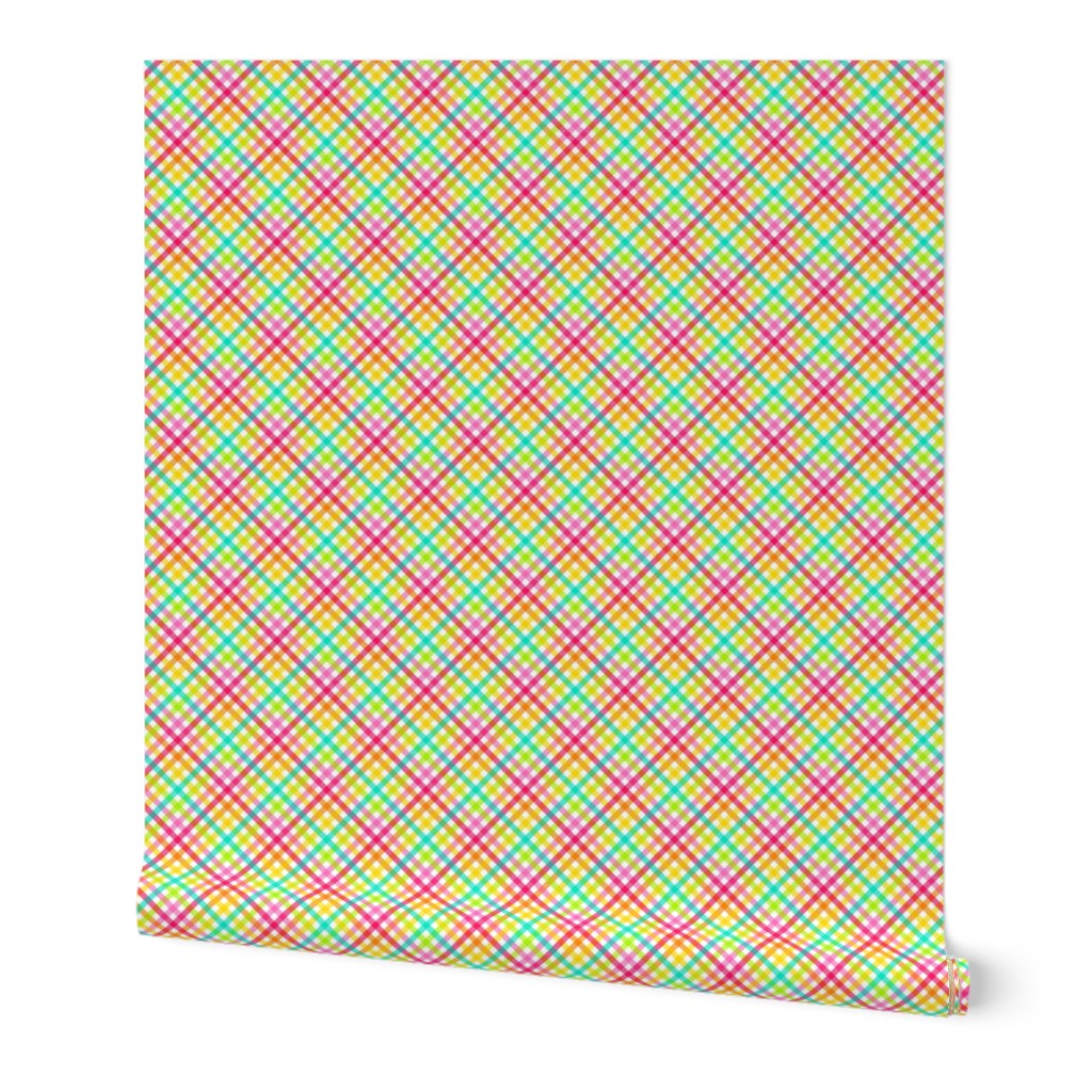 Small Scale - Candy Rainbow Plaid Diagonal Stripes