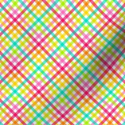 Small Scale - Candy Rainbow Plaid Diagonal Stripes