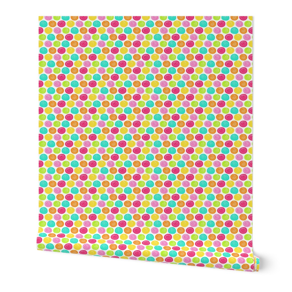 Medium Scale Candy Rainbow Swirly Dots